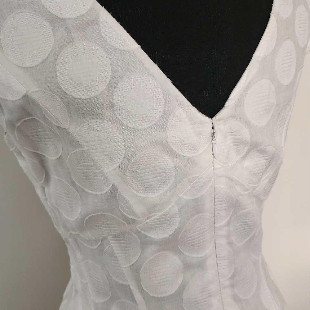CALVIN KLEIN Womens White Polkadot Midi Dress Size 4 100%Cotton - Picture 6 of 9
